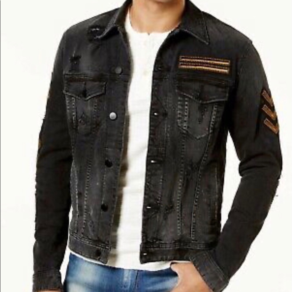 Guess Dillon Onyx Fade Distressed Jacket Black XS